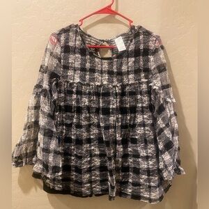 Plaid Black and White Women's Top